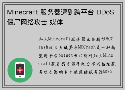 Minecraft 服务器遭到跨平台 DDoS 僵尸网络攻击 媒体